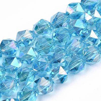 Electroplate Transparent Glass Beads Strands EGLA-T019-06G-1