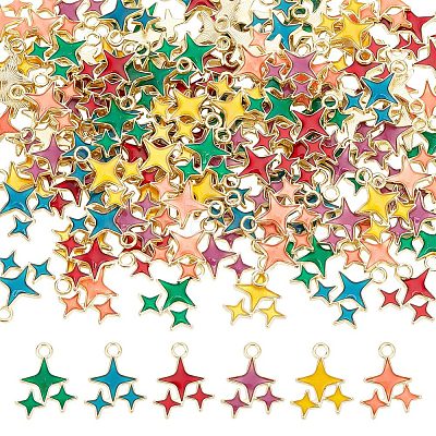 120Pcs 6 Colors Alloy Enamel Pendants ENAM-AR0001-45-1