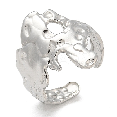Irregular 304 Stainless Steel Open Cuff Rings for Unisex RJEW-Q003-01P-1