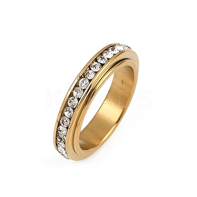 304 Stainless Steel Rhinestone Rotating Finger Rings RJEW-A074-01B-G-1