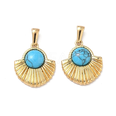 304 Stainless Steel with Synthetic Turquoise Pendants STAS-L309-21G-G-1