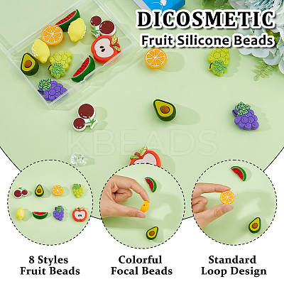 16Pcs 8 Styles Food Grade Eco-Friendly Silicone Focal Beads SIL-DC0001-55-1