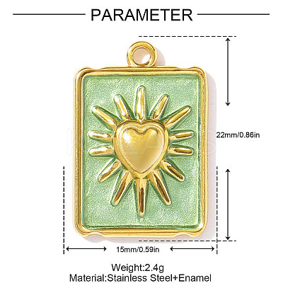 304 Stainless Steel Enamel Pendants STAS-OY002-41G-02-1