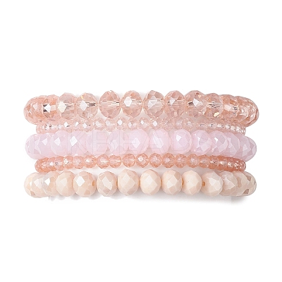 30Pcs 30 Styles Faceted Round Glass Beaded Stretch Bracelet Sets BJEW-JB10423-1