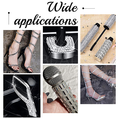 4 Rolls 4 Style Glass Self Adhesive Hotfix Rhinestone Ribbon Trimming DIY-PH0013-85-1