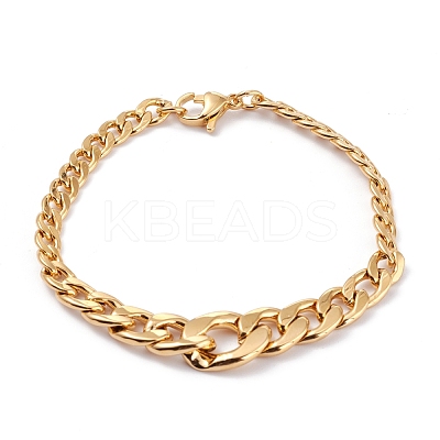Men's PVD Vacuum Plating 304 Stainless Steel Graduated Cuban Link Chain Necklaces & Bracelets Jewelry Sets SJEW-I207-01G-1