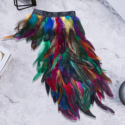 Gothic Style Natural Feather Cape AJEW-WH20067-017C-1