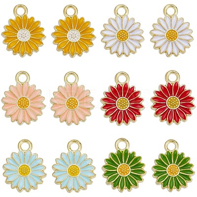 48Pcs 6 Colors Alloy Enamel Charms FIND-SC0007-09-1