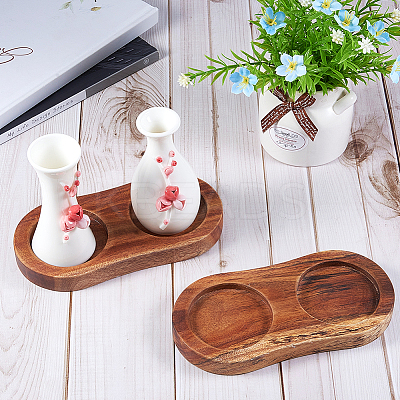 2Pcs 2-Slot Wooden Salt and Pepper Mill Tray DJEW-GF0001-66-1