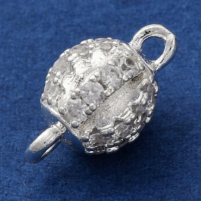 Brass Micro Pave Clear Cubic Zirconia Connector Charms KK-A230-06C-S-1