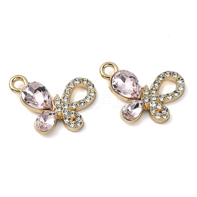 Golden Rack Plating Alloy Rhinestone Pendants PALLOY-F308-24G-1