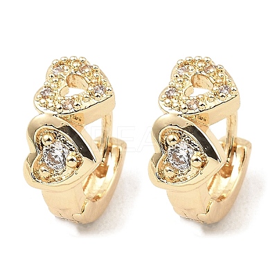 Brass with Cubic Zirconia Hoop Earrings EJEW-D078-37G-1