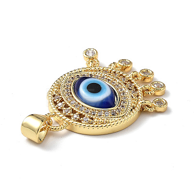 Lampwork Evil Eye Pendants with Colorful Cubic Zirconia ZIRC-L102-14G-03-1
