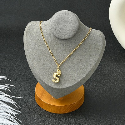304 Stainless Steel Clear Cubic Zirconia Heart & Letter Pendant Curb Chain Necklaces for Women NJEW-FS00012-27O-1