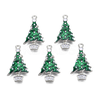 Alloy Christmas Tree Enamel Pendants For Christmas Day ENAM-R041-14-1