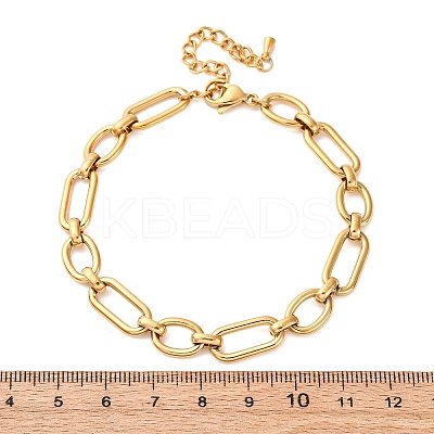 304 Stainless Steel Oval Link Chain Anklets AJEW-A057-12G-1