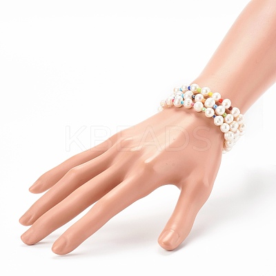 3Pcs 3 Styles Natural Cultured Freshwater Pearl Stretch Beaded Bracelets Sets BJEW-JB06266-1