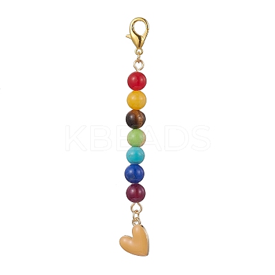 Alloy Enamel Heart Pendant Decorations HJEW-JM01507-01-1