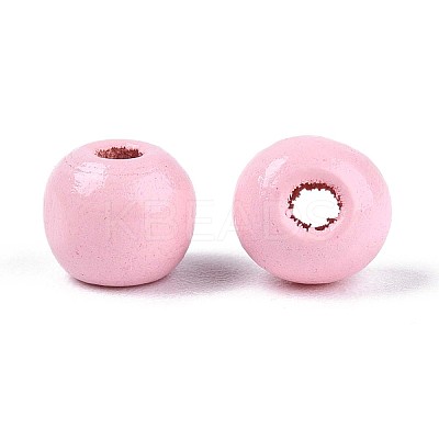 Spray Painted Round Natural Schima Wood Beads WOOD-A018-6mm-31-1