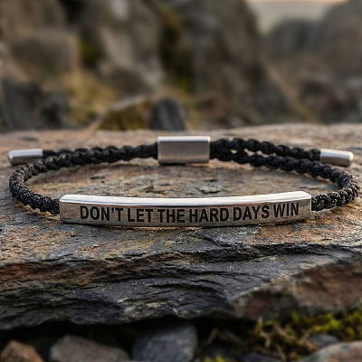 DON'T LET THE HARD DAYS WIN 304 Stainless Steel Charm Motivational Quote Bracelets KL3907-2-1