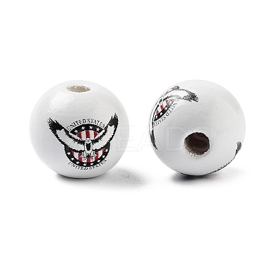 Independence Day Theme Wood European Beads WOOD-M011-07F-1