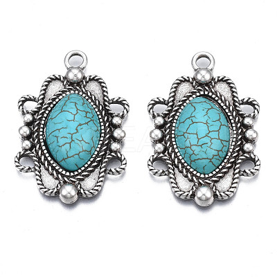 Synthetic Turquoise Pendants Settings for Enamel PALLOY-N157-031-1