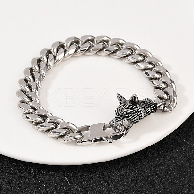 304 Stainless Steel Cuban Chain Bracelets for Men BJEW-I321-01ASP-1