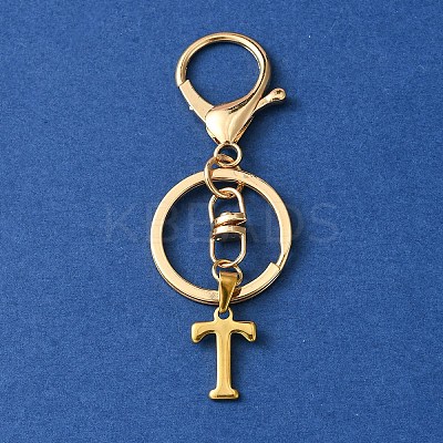 304 Stainless Steel Initial Letter Charm Keychains KEYC-YW00005-20-1