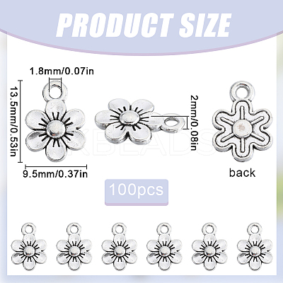 100Pcs Tibetan Style Alloy Charms FIND-SC0010-75B-1
