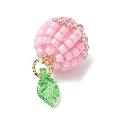 Glass Seed Beaded Berry Fruit Pendants PALLOY-MZ00729-02-1