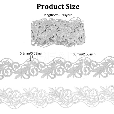 2M Polyester Embroidery Floral Trimming DIY-FG0003-80B-1