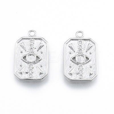 Brass Micro Pave Cubic Zirconia Pendant Cabochon Settings KK-F841-02P-1