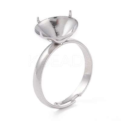 Tarnish Resistant Adjustable 304 Stainless Steel Finger Rings Components X-STAS-F274-05P-1