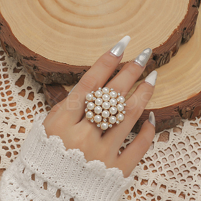 Round Plastic Imitation Pearl Finger Rings XJ9794-1