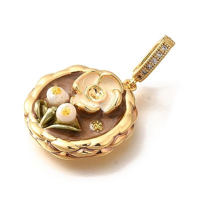 Brass Micro Pave Cubic Zirconia Pendents KK-R212-03G-03-1