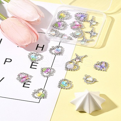 20Pcs 8 Styles Platinum Alloy Glass Pendants FIND-FS0003-78-1