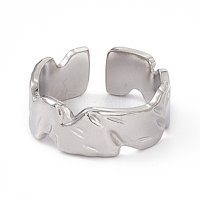 Non-Tarnish 304 Stainless Steel Cuff Ring for Women RJEW-C060-12P-1