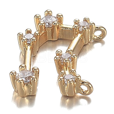 Brass Micro Clear Cubic Zirconia Charms ZIRC-F120-019G-09-1