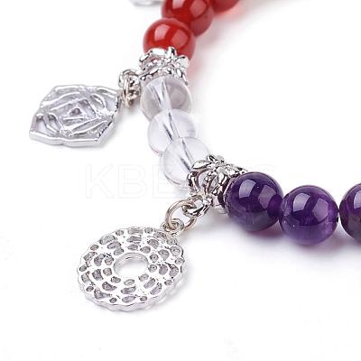 Natural Gemstone Charm Bracelets BJEW-P179-06-1