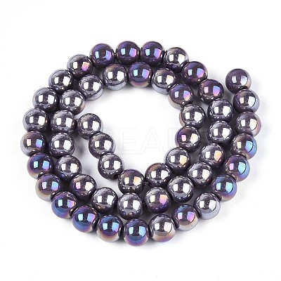 Electroplate Opaque Glass Beads Strands LS-GLAA-T032-P8mm-AB15-1