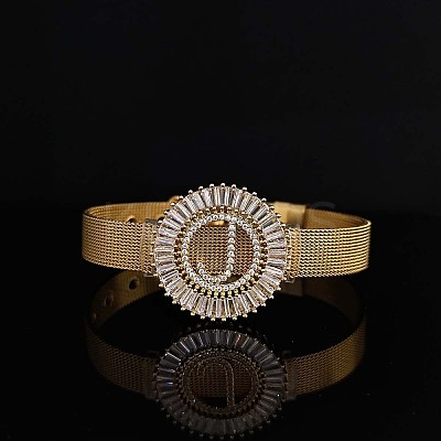 Brass Micro Pave Clear Cubic Zirconia Bangles for Women FS-WGA7409-31-1