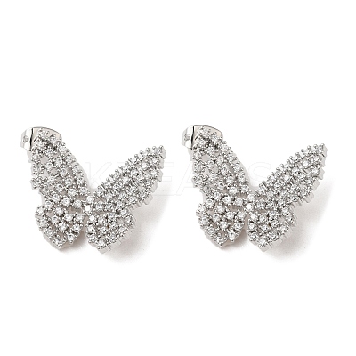 Butterfly Rack Plating Brass Stud Earrings EJEW-A027-05P-1