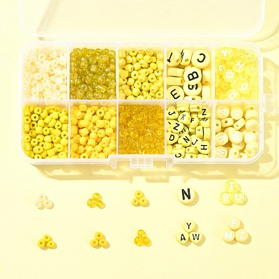 DIY Flat Round & Heart Acrylic & Glass Seed Beads Jewelry Making Findings Kits DIY-FS0006-43B-1