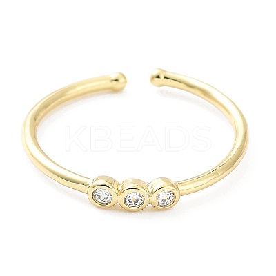 Rack Plating Brass Micro Pave Clear Cubic Zirconia Cuff Rings RJEW-C043-10G-1