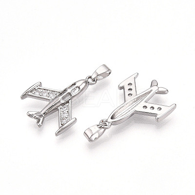 Brass Micro Pave Cubic Zirconia Pendants KK-T070-79P-1