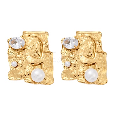 304 Stainless Steel Cubic Zirconia Stud Earrings EJEW-Z110-03G-01-1