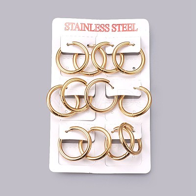 Ion Plating(IP) 304 Stainless Steel Huggie Hoop Earrings EJEW-O087-07B-1