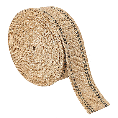 10M Flat Jute Ribbon with Dot Line Edge OCOR-WH0003-017-1