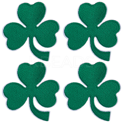 Saint Patrick's Day Iron on Shamrock Cloth Patches PATC-WH0005-36-1