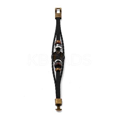 Braided Leather Cord Retro Multi-strand Bracelets BJEW-L616-20J-1